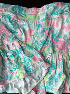 Lilly Pulitzer LuxleticPink, Aqua & Lime Palm Print Skort
